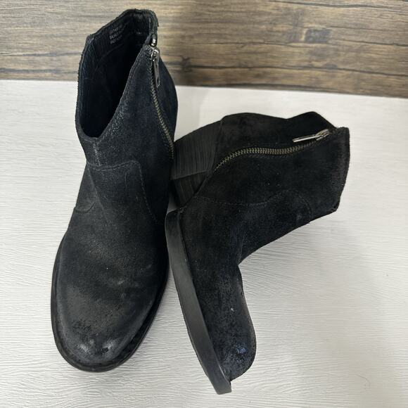 Born Boots Womens Size 8 Michel Black Suede Distressed Western Bootie - Picture 6 of 11